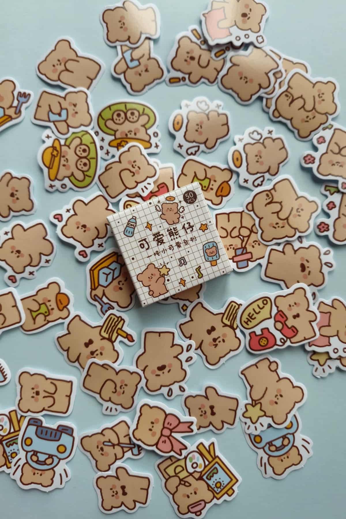 50 Adet Kawaii Ayıcık Sticker Seti Bullet Journal Scrapbook Laptop Ajanda Planlayıcı Mini Sevimli