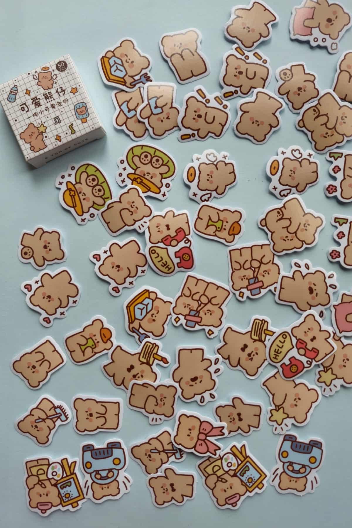50 Adet Kawaii Ayıcık Sticker Seti Bullet Journal Scrapbook Laptop Ajanda Planlayıcı Mini Sevimli