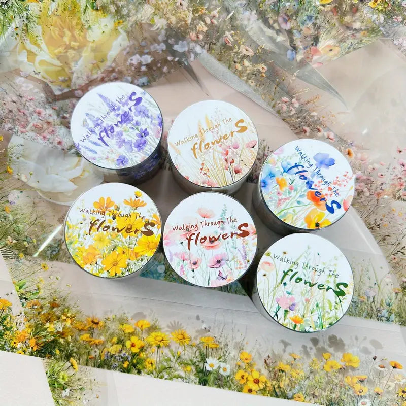 Şeffaf Çiçek Şerit Pet Bant Rulo 3cmx2m Scrapbook Bullet Journal Ajanda Washi Tape