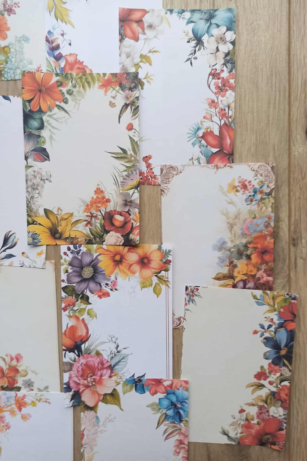 15 Adet Eskitme Vintage Çiçek Temalı Scrapbook Kağıt Seti Bullet Journal Dekupaj Kağıdı