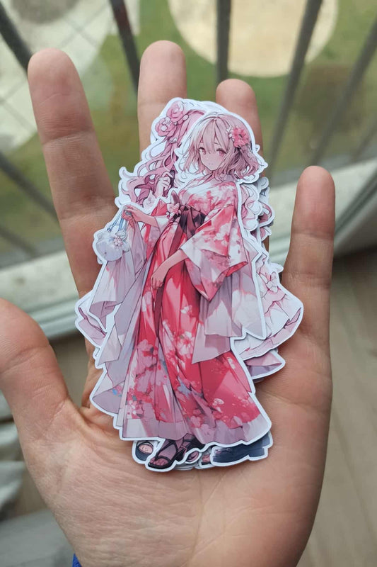 12 Adet Anime Girl Sevimli Kız Sticker Seti Bullet Journal Laptop Termos Scrapbook Kawaii