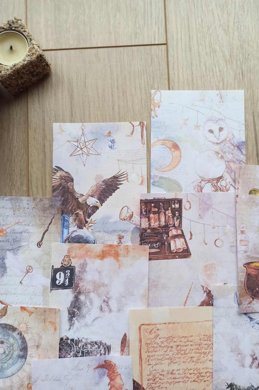 14 Adet Harry Potter Büyücü Temalı Scrapbook Kağıt Seti Bullet Journal Dekupaj Kağıdı