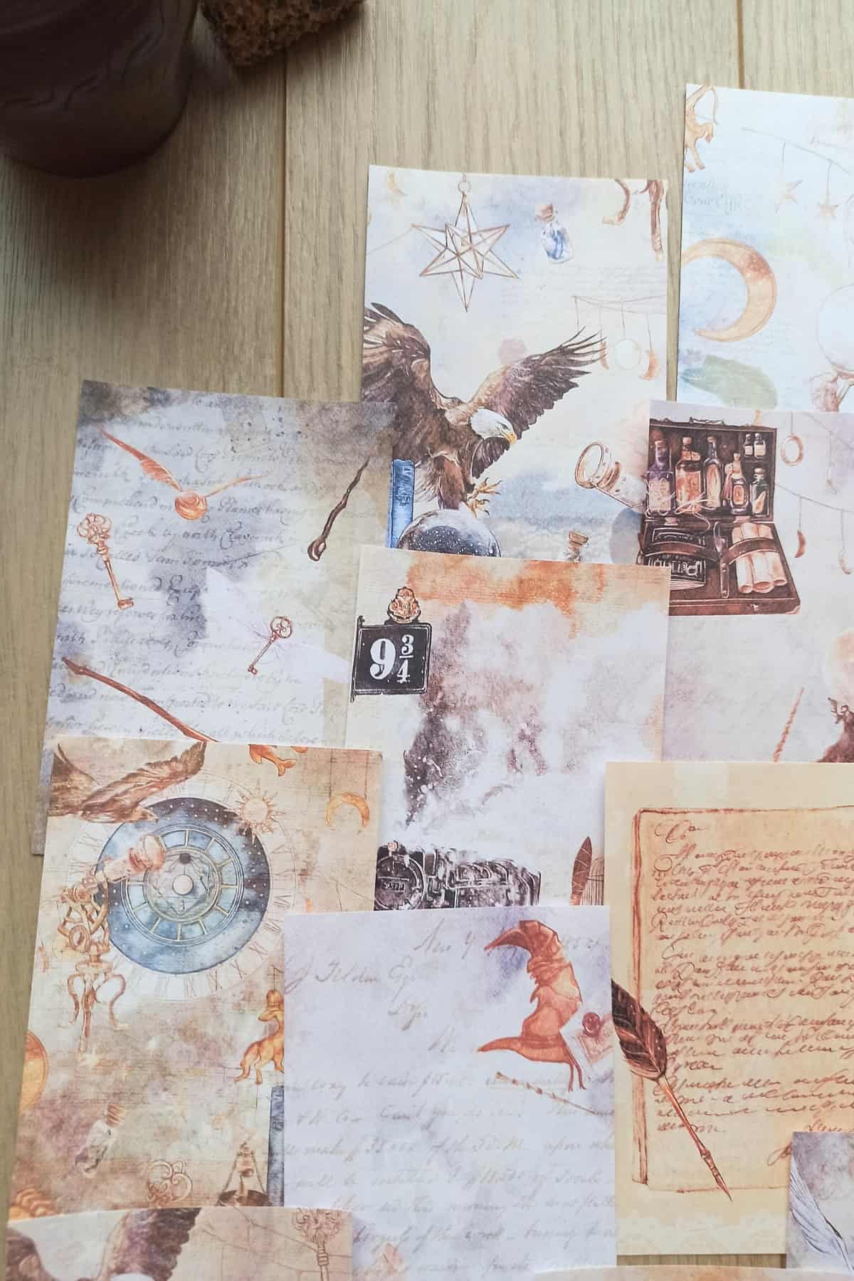 14 Adet Harry Potter Büyücü Temalı Scrapbook Kağıt Seti Bullet Journal Dekupaj Kağıdı