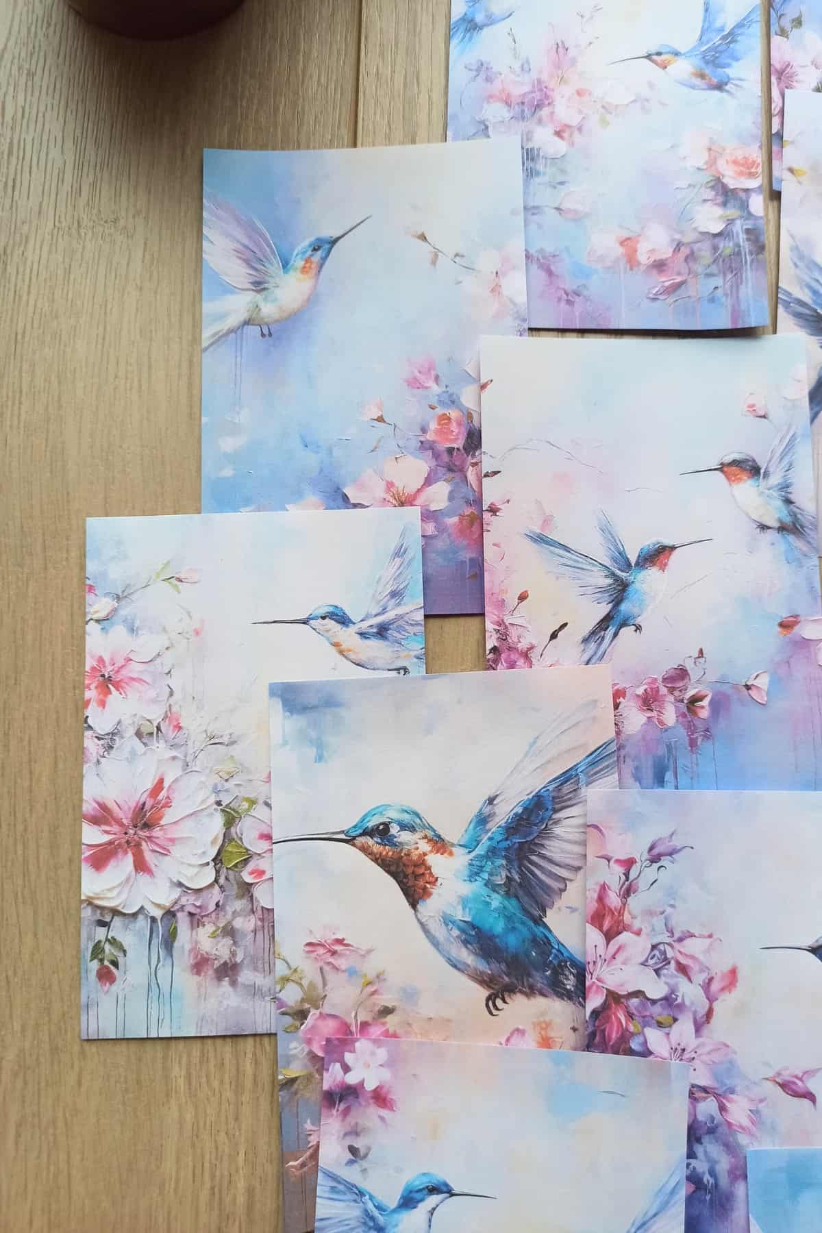 12 Adet Sakura Kuş Temalı Scrapbook Kağıt Seti Bullet Journal Dekupaj Kağıdı