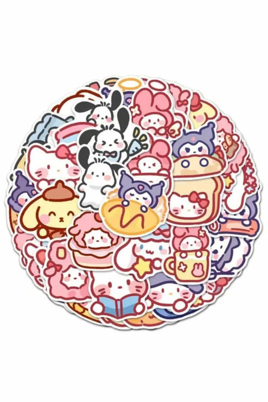 100 Adet Sanrio Sticker Seti Laptop Ajanda Planlayıcı Hello Kitty Kuromi Pompom Purin My Melody