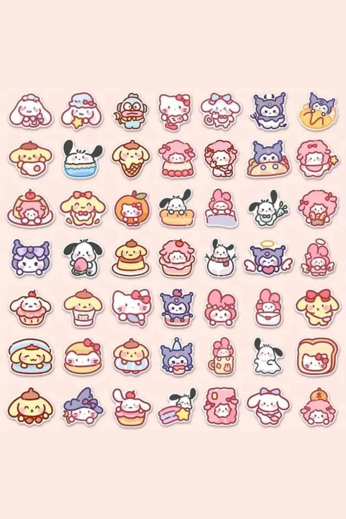 100 Adet Sanrio Sticker Seti Laptop Ajanda Planlayıcı Hello Kitty Kuromi Pompom Purin My Melody