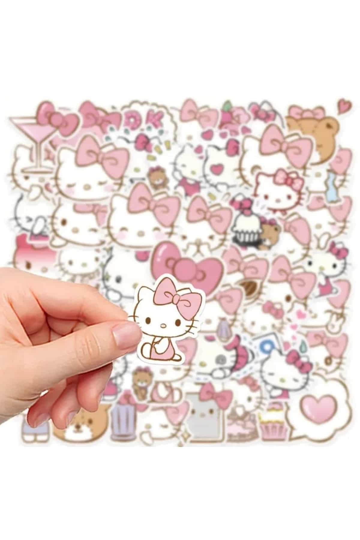 50 Adet Hello Kitty Sticker Seti Bullet Journal Scrapbook Laptop Ajanda Planlayıcı Sevimli Sanrio