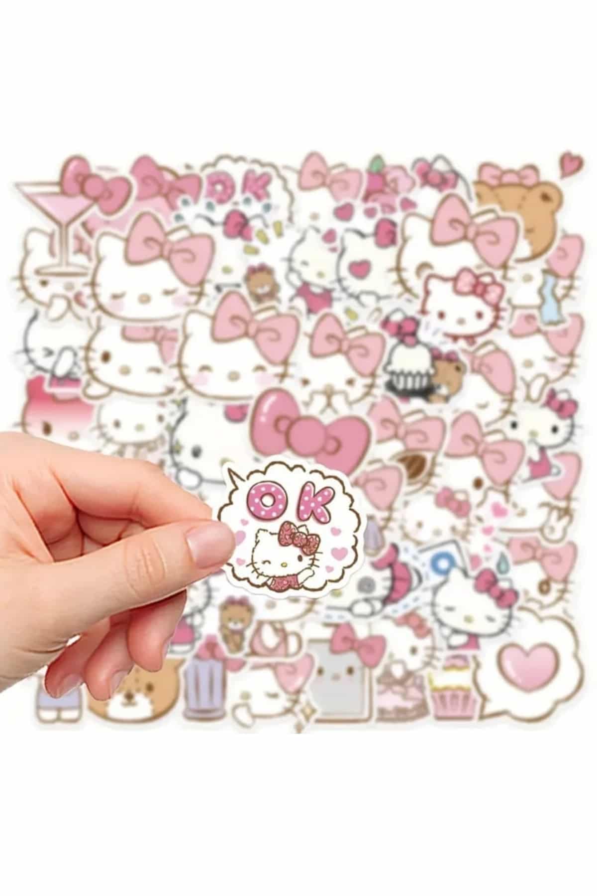 50 Adet Hello Kitty Sticker Seti Bullet Journal Scrapbook Laptop Ajanda Planlayıcı Sevimli Sanrio