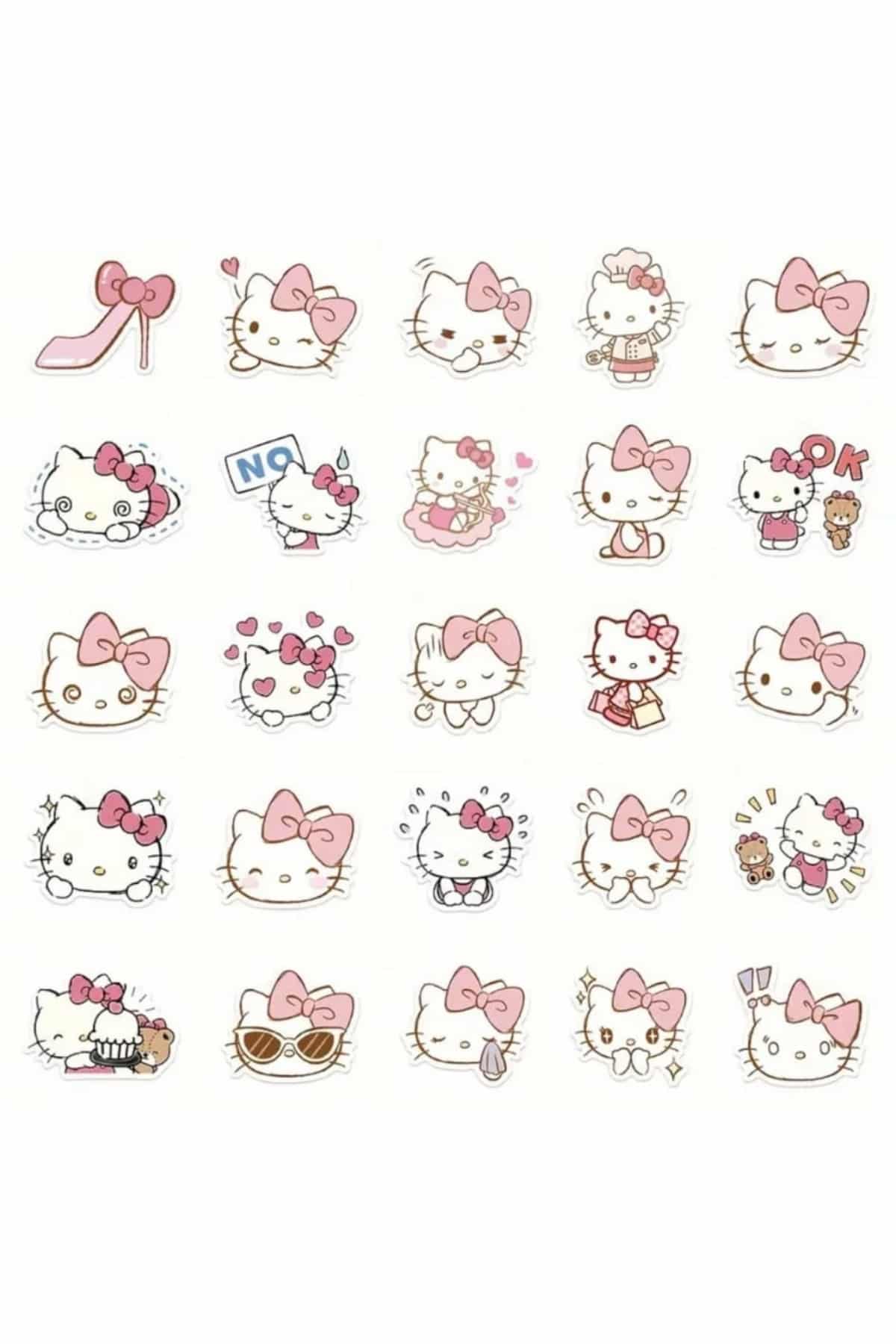 50 Adet Hello Kitty Sticker Seti Bullet Journal Scrapbook Laptop Ajanda Planlayıcı Sevimli Sanrio
