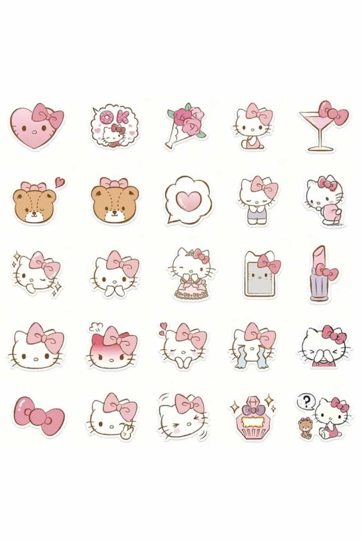 50 Adet Hello Kitty Sticker Seti Bullet Journal Scrapbook Laptop Ajanda Planlayıcı Sevimli Sanrio