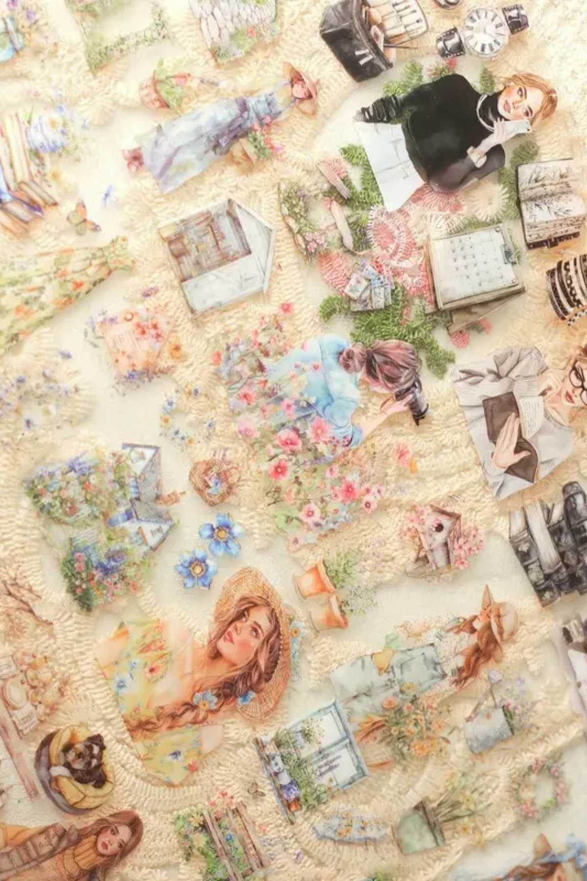 Şeffaf Kız Tema Pet Bant Rulo 6cmx2m Scrapbook Bullet Journal Ajanda Washi Tape