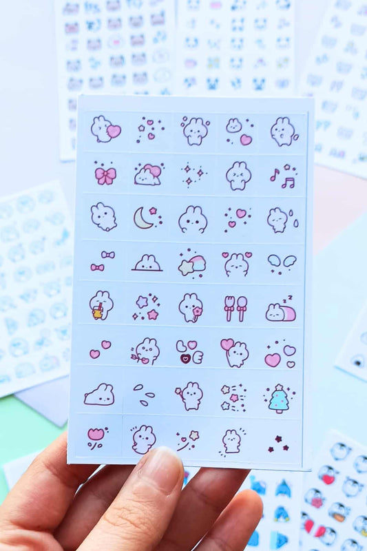 400 Adet Mini Kare Sevimli Sticker Seti Ajanda Emoji Bullet Journal Planlaycı Günlük
