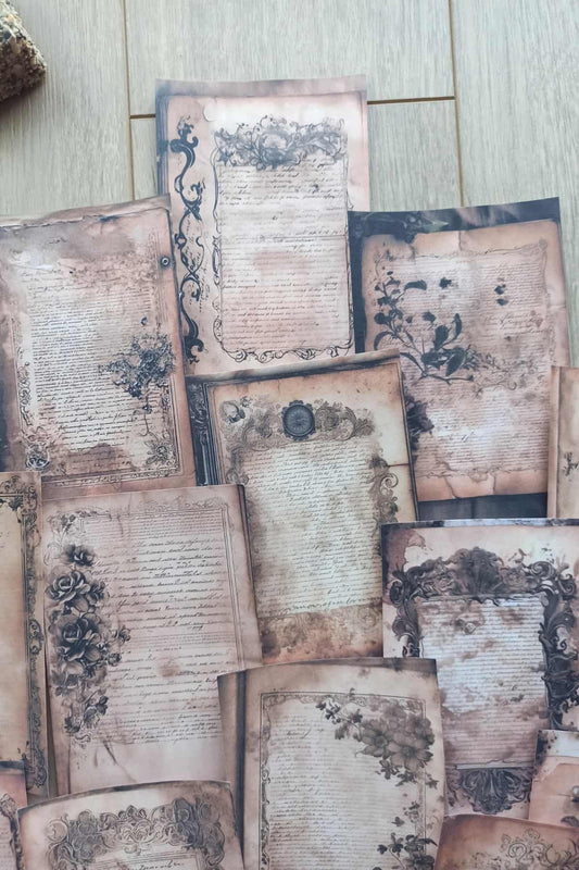 20 Adet Eskitme Vintage Temalı Scrapbook Kağıt Seti Bullet Journal Dekupaj Kağıdı
