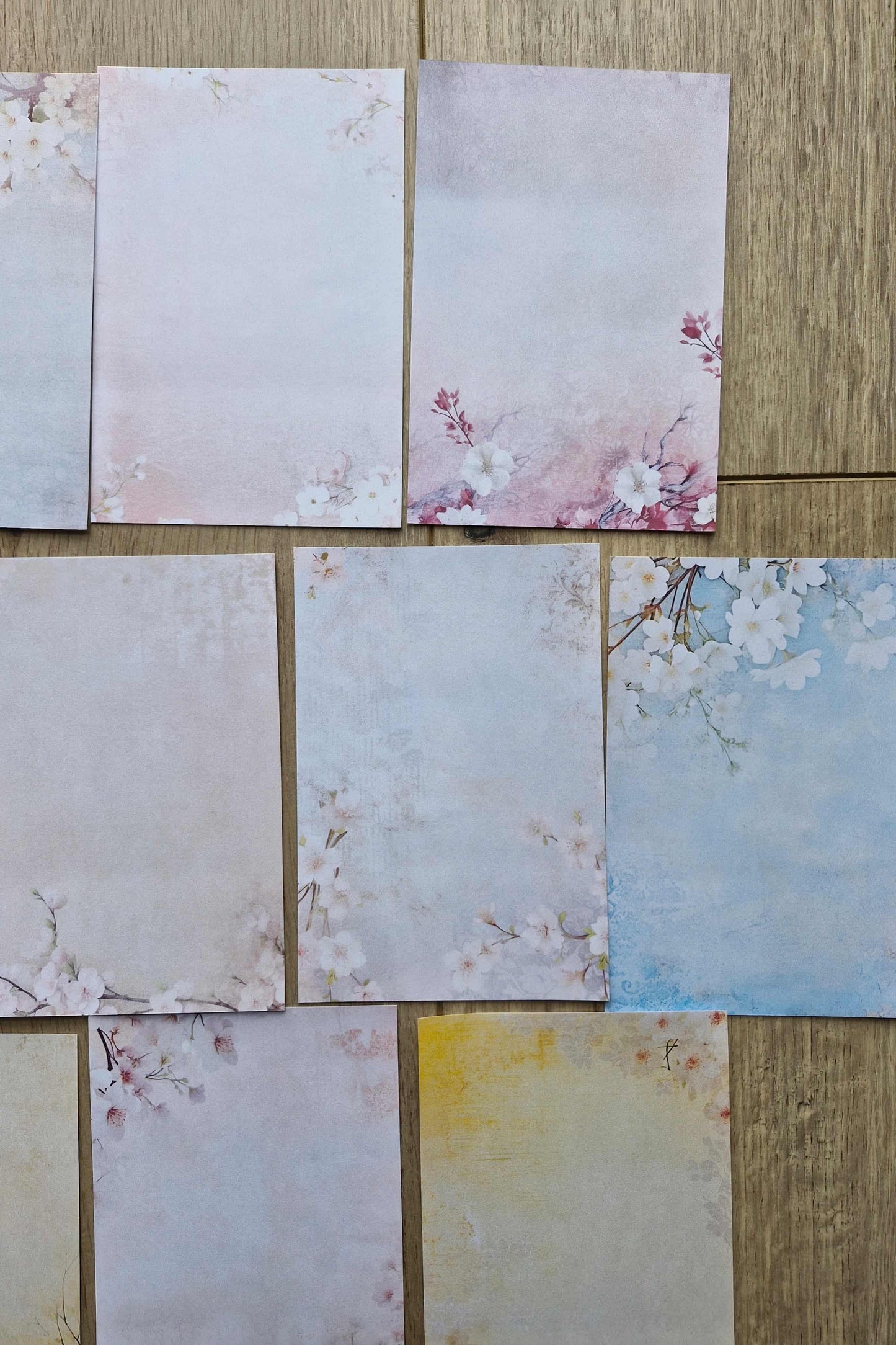 13 Adet Scrapbook Soft Pastel Sakura Temalı Scrapbook Kağıt Seti Bullet Journal Dekupaj Kağıdı