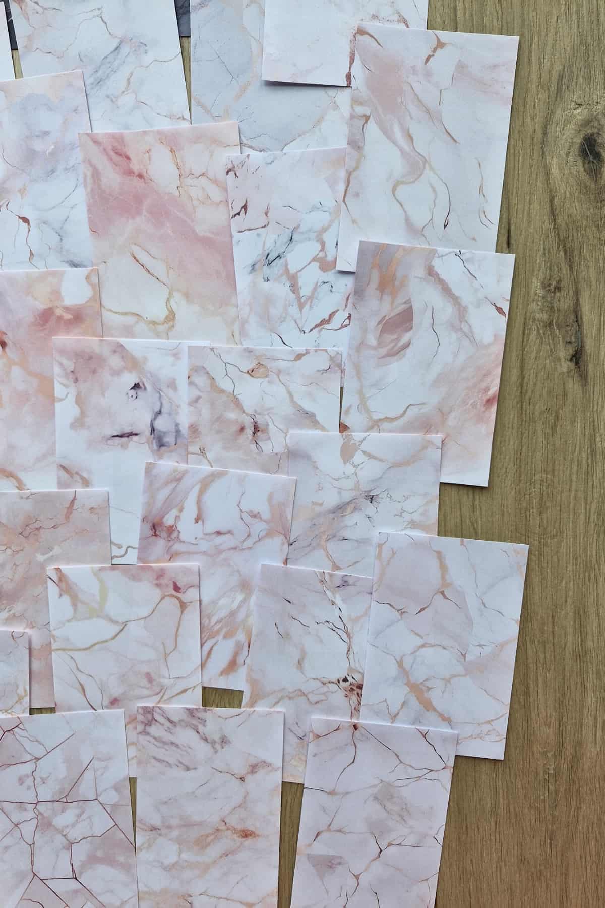 30 Adet Pembe Mermer Desen Temalı Scrapbook Kağıt Seti Bullet Journal Dekupaj Kağıdı