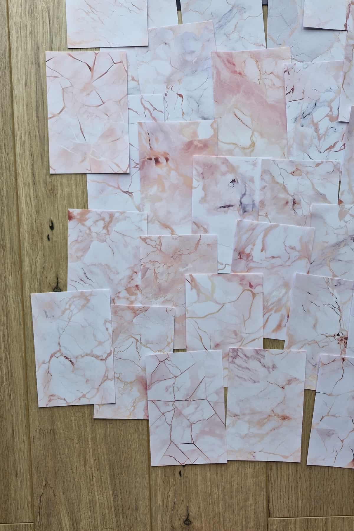 30 Adet Pembe Mermer Desen Temalı Scrapbook Kağıt Seti Bullet Journal Dekupaj Kağıdı