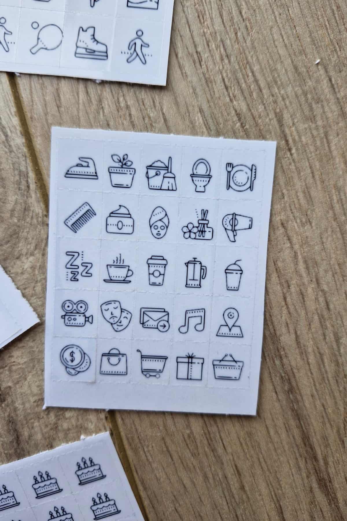 4 Parça 129 Adet Şeffaf İkon Sticker Seti Bullet Journal Ajanda Günlük Planlayıcı Kare Sticker