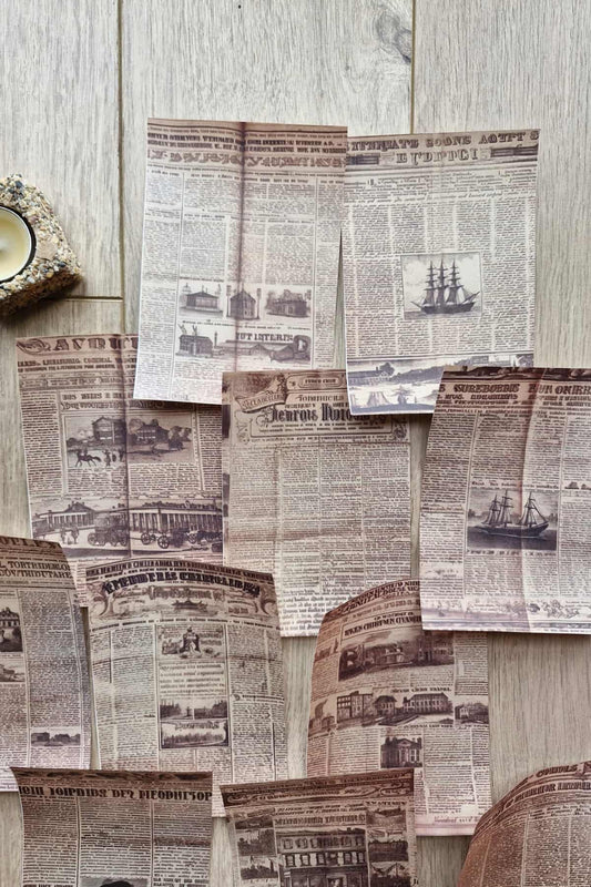 20 Adet Eskitme Gazete Sayfası Scrapbook Kağıt Seti Bullet Journal Dekupaj Kağıdı