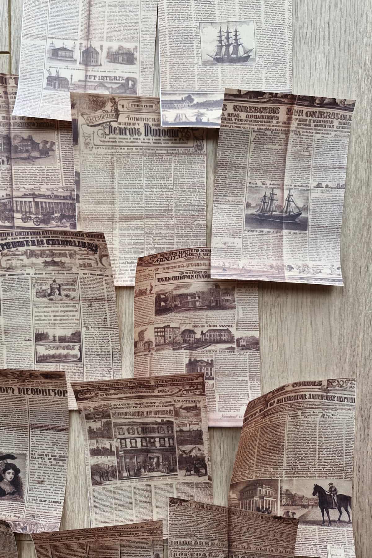 20 Adet Eskitme Gazete Sayfası Scrapbook Kağıt Seti Bullet Journal Dekupaj Kağıdı