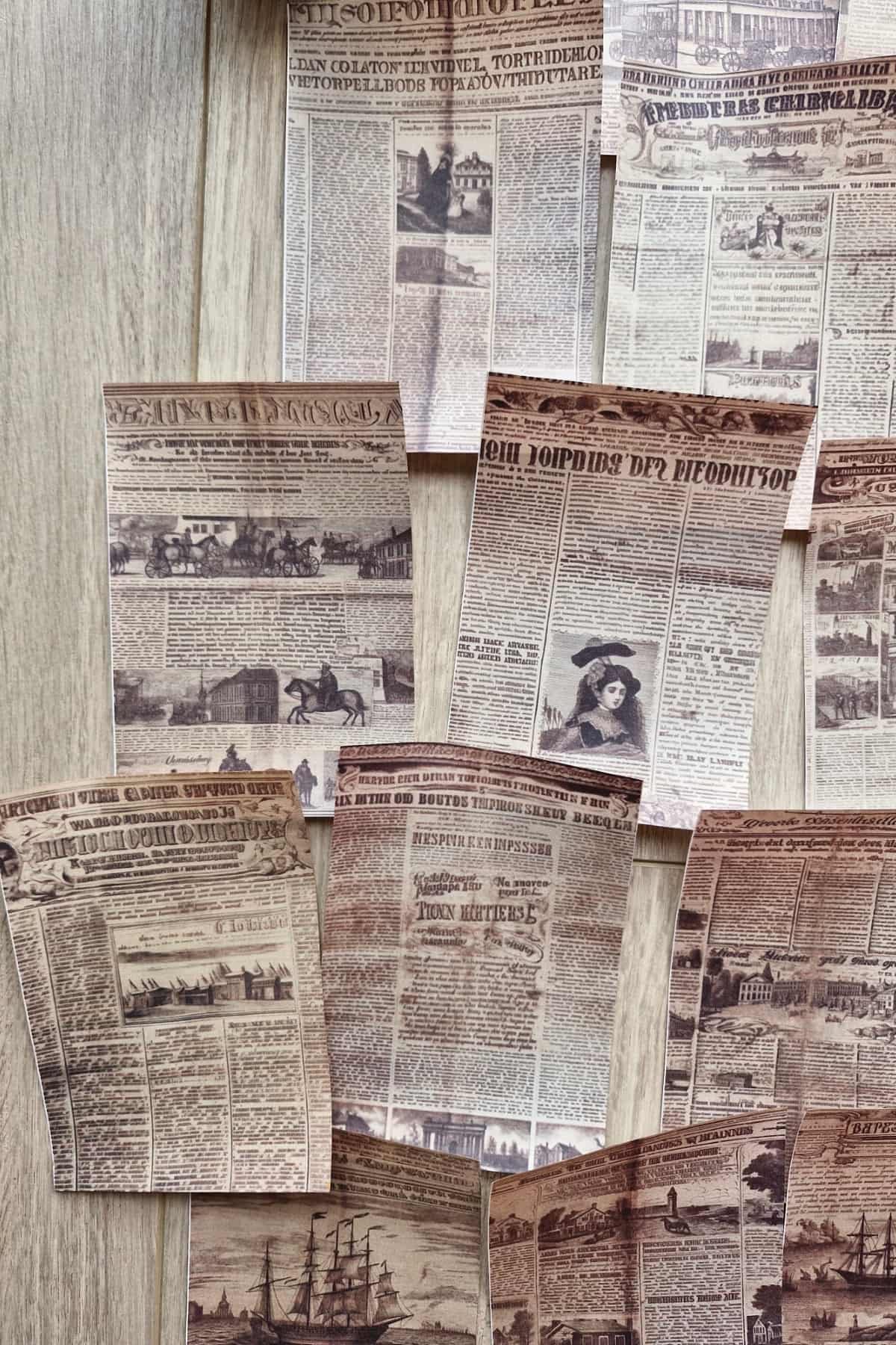 20 Adet Eskitme Gazete Sayfası Scrapbook Kağıt Seti Bullet Journal Dekupaj Kağıdı