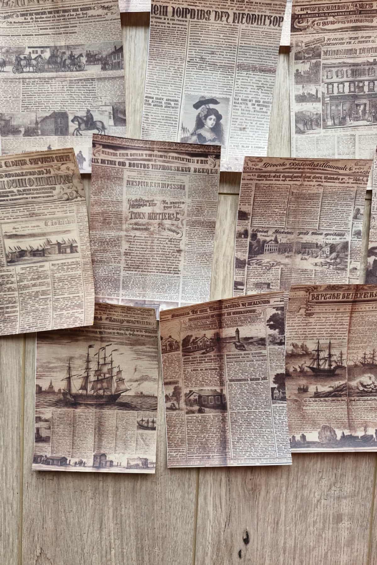 20 Adet Eskitme Gazete Sayfası Scrapbook Kağıt Seti Bullet Journal Dekupaj Kağıdı