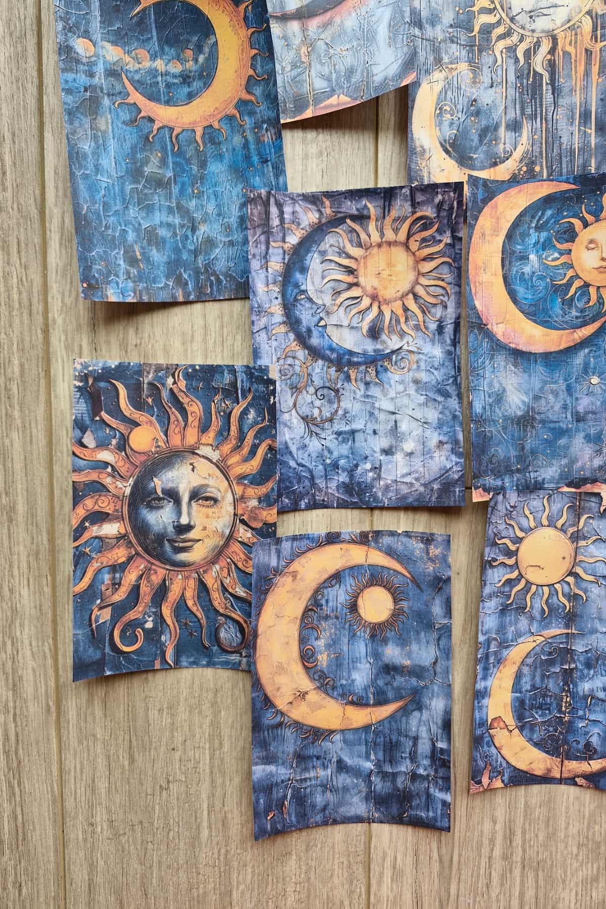 12 Adet Scrapbook Ay Güneş Temalı Scrapbook Kağıt Seti Bullet Journal Dekupaj Kağıdı