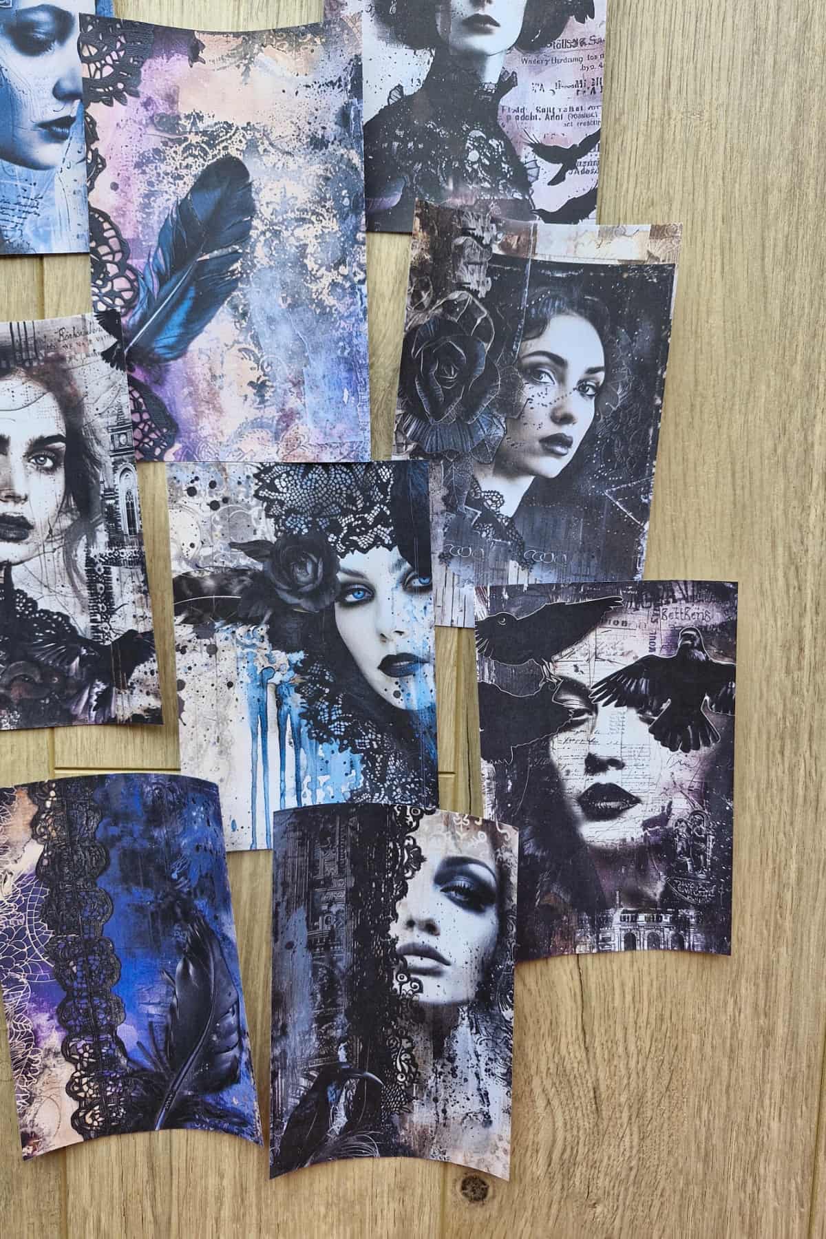 12 Adet Scrapbook Gothic Girl Temalı Scrapbook Kağıt Seti Bullet Journal Dekupaj Kağıdı Gotik Kız
