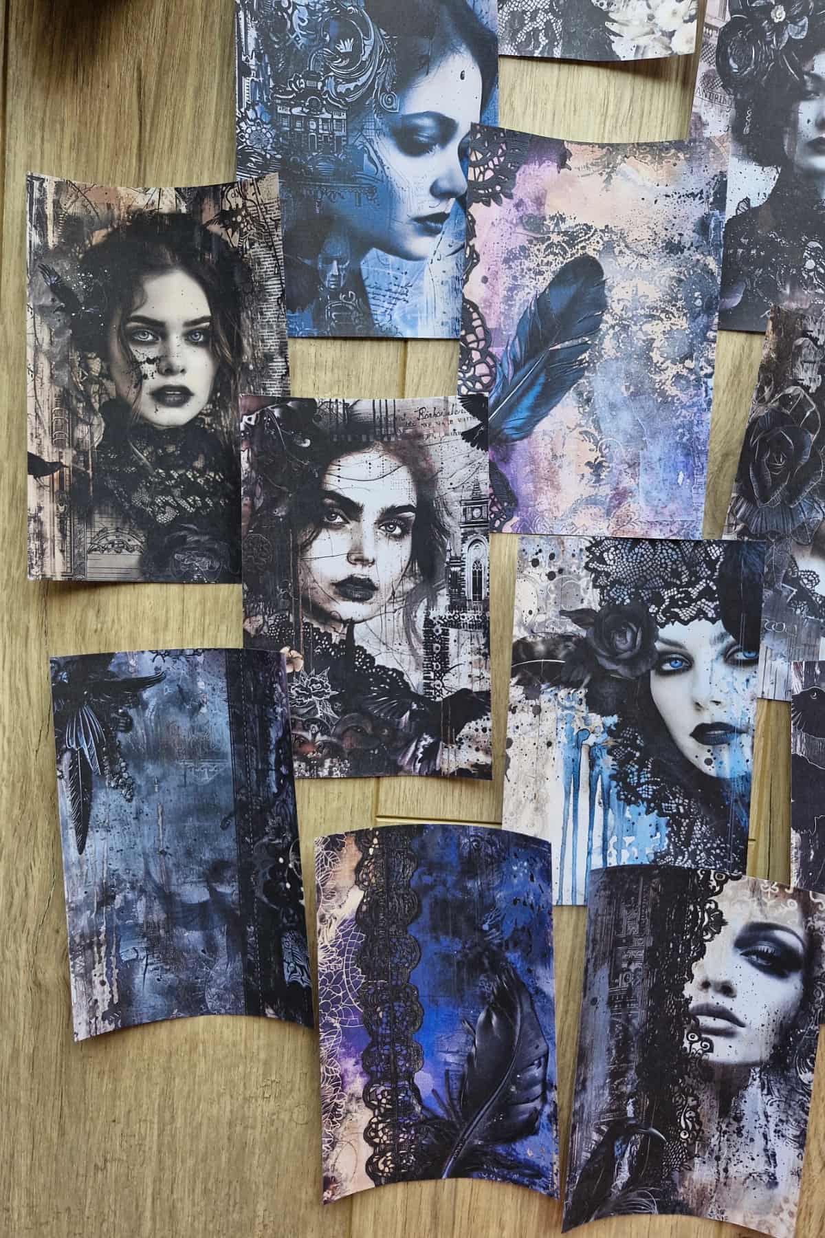 12 Adet Scrapbook Gothic Girl Temalı Scrapbook Kağıt Seti Bullet Journal Dekupaj Kağıdı Gotik Kız
