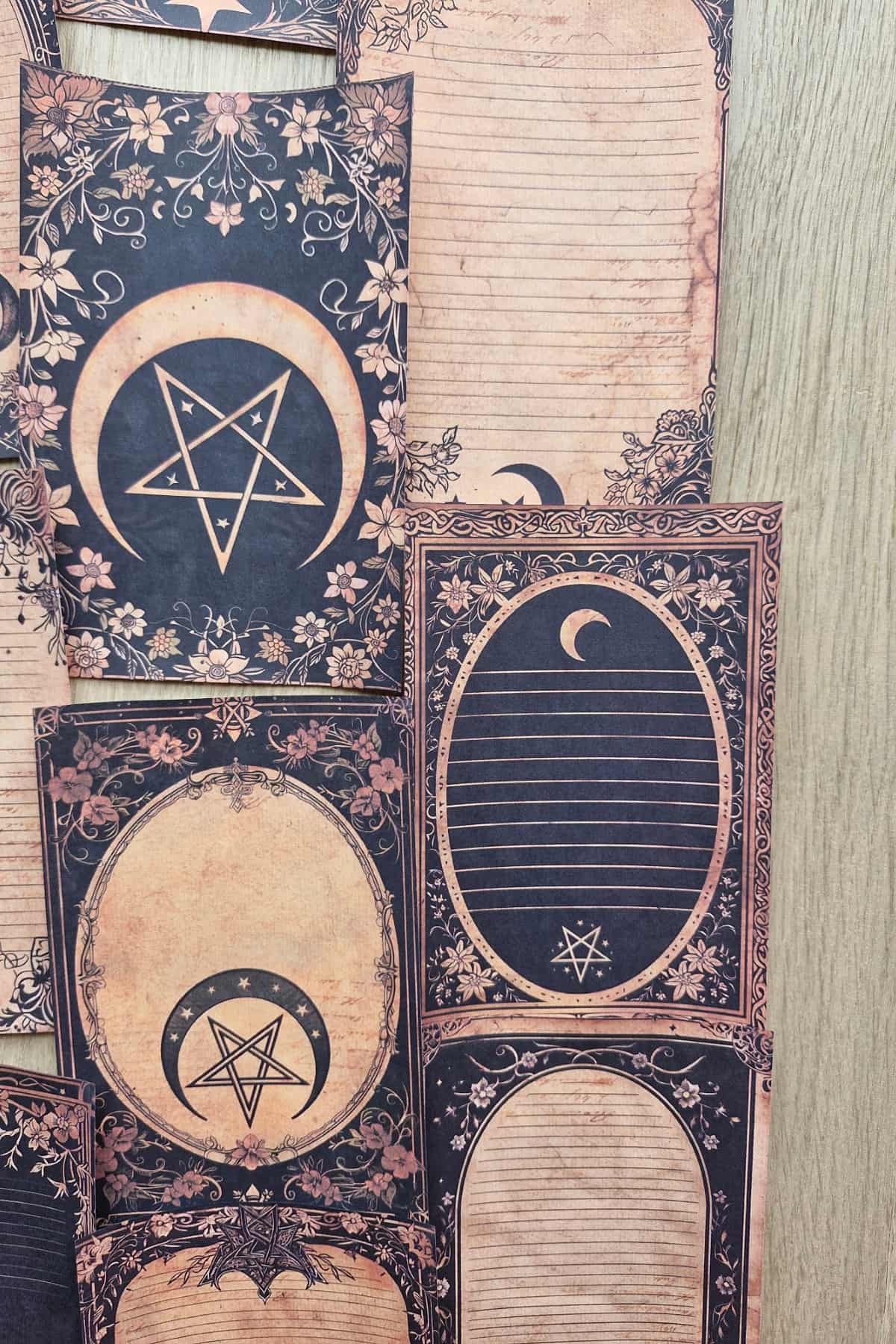 12 Adet Scrapbook Eskitme Antika Astroloji Temalı Scrapbook Kağıt Seti Bullet Journal Dekupaj Kağıdı