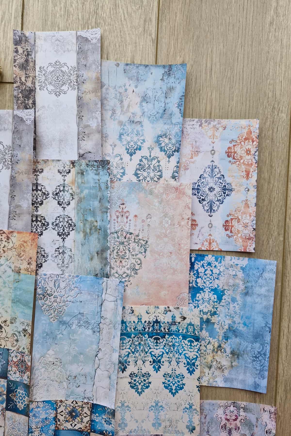 19 Adet Eskitme Çini Desen Temalı Scrapbook Kağıt Seti Bullet Journal Dekupaj Kağıdı