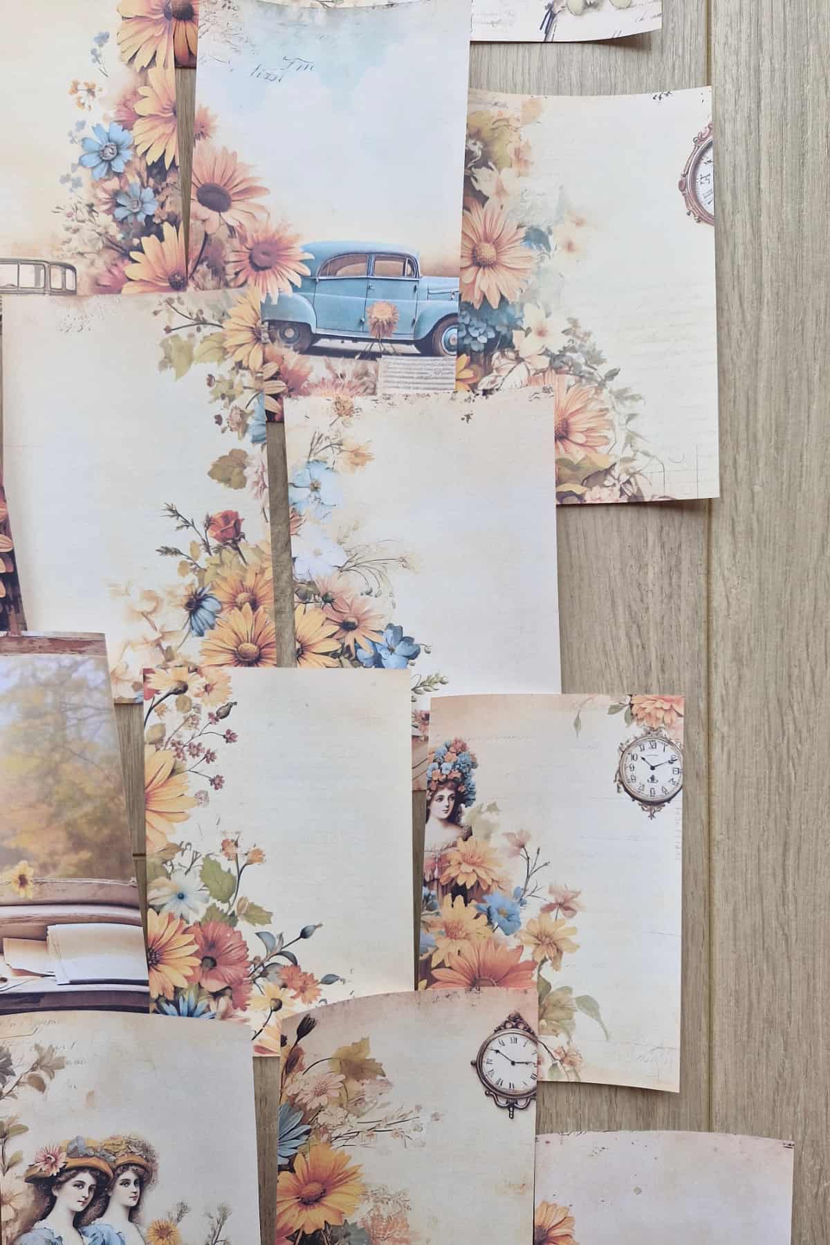 26 Adet Sonbahar Çiçek Temalı Scrapbook Kağıt Seti Bullet Journal Dekupaj Kağıdı