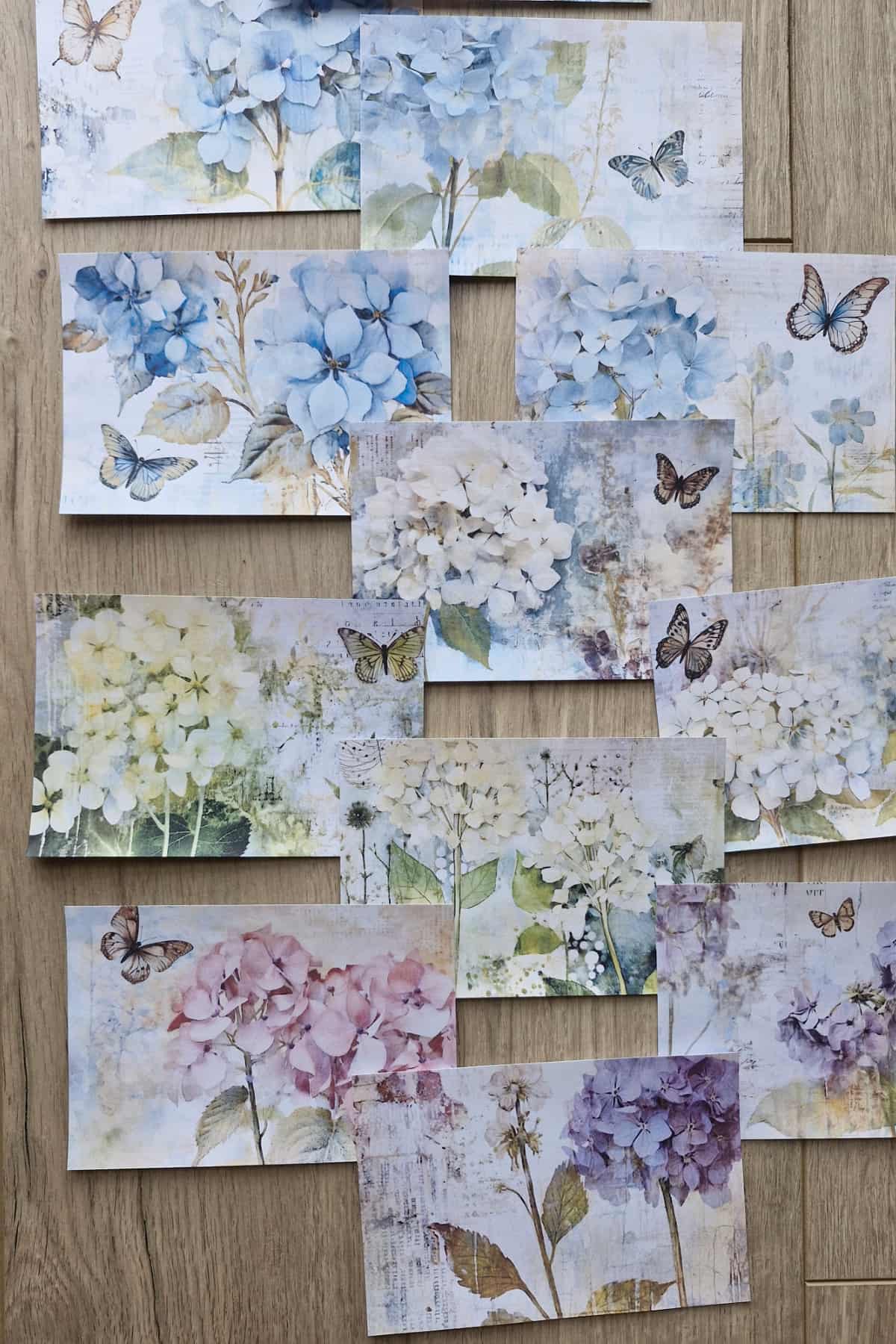 12 Adet Scrapbook Ortanca Kelebek Temalı Scrapbook Kağıt Seti Bullet Journal Dekupaj Kağıdı