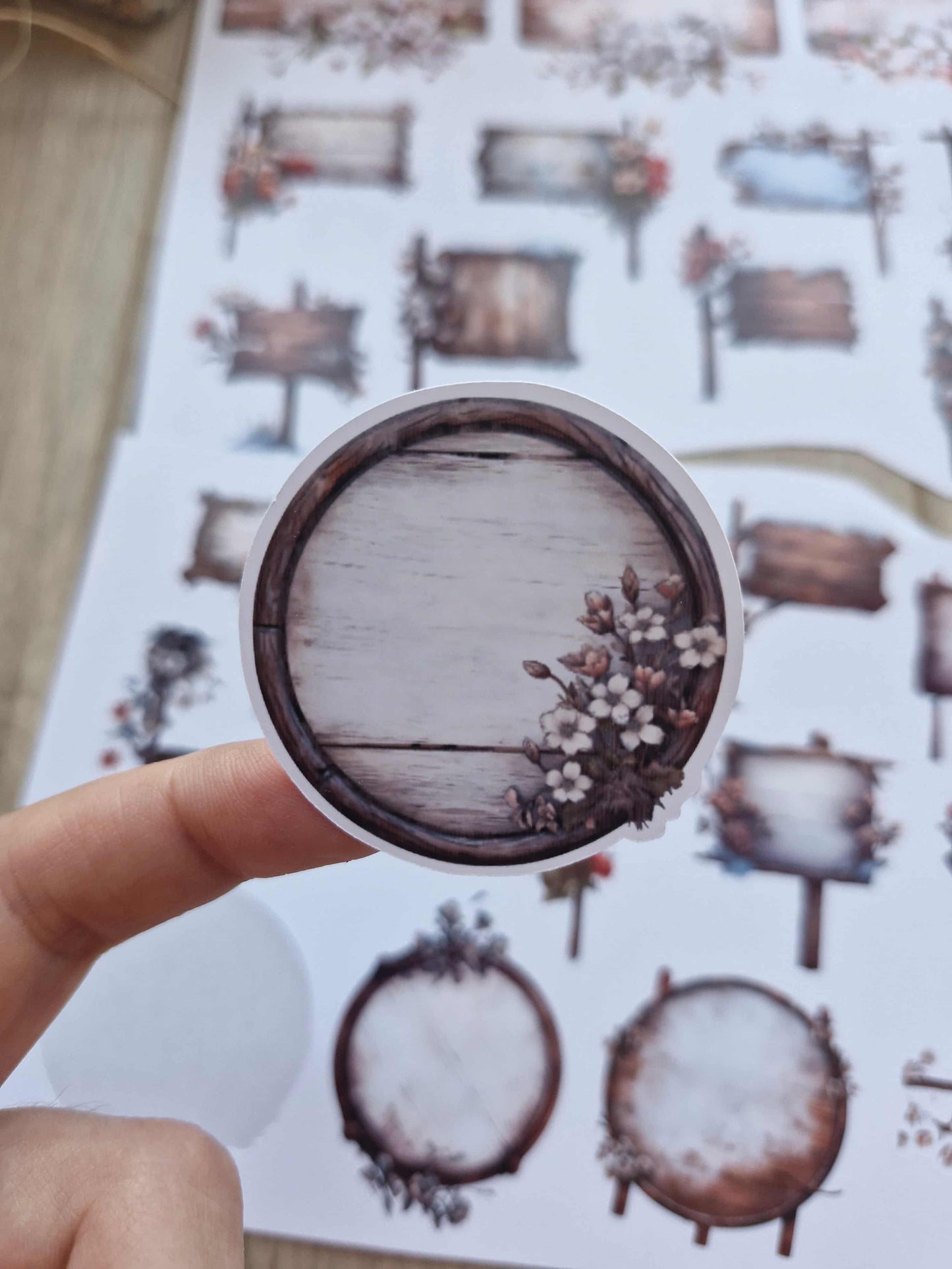 2 Sayfa 23 Adet Çiçekli Tabela Sticker Seti Ahlap Çiçekli Tabela Sticker Vintage Sticker