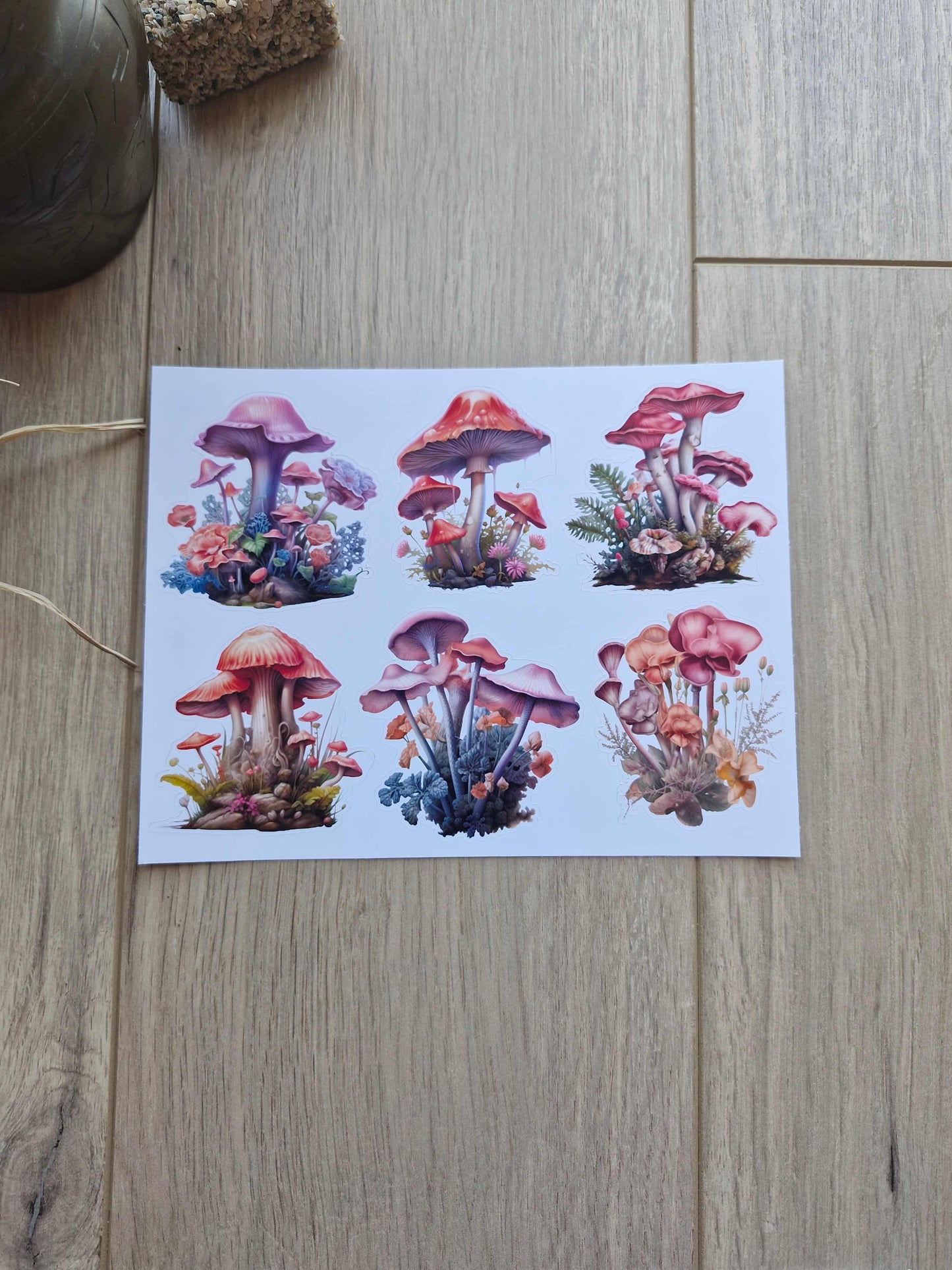 2 Sayfa 12 Adet Mantar Temalı Sticker Seti Çiçek Renkli Mantar Sticker Vintage Sticker