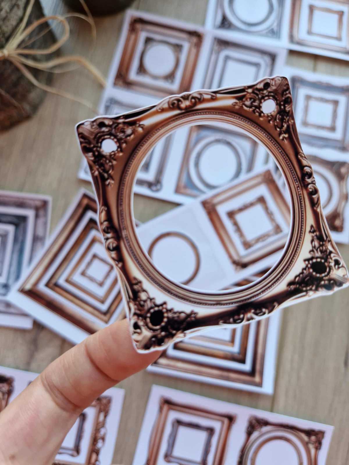 34 Adet Çerçeve Sticker Seti Altın Varak Çerçeve Sticker Yuvarlak Çerçeve Kare