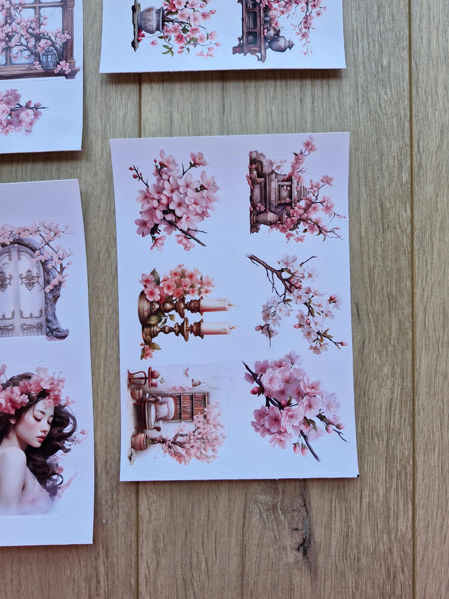 4 Sayfa 23 Adet Sakura Temalı Sticker Seti Sakura Pembe Kız Japon
