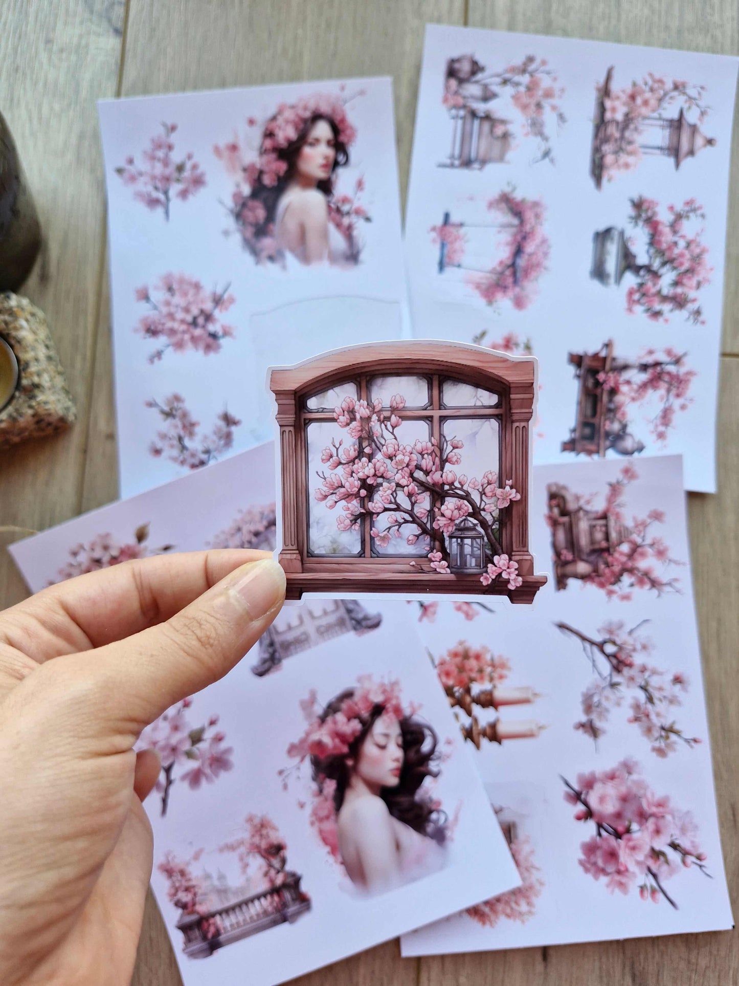 4 Sayfa 23 Adet Sakura Temalı Sticker Seti Sakura Pembe Kız Japon
