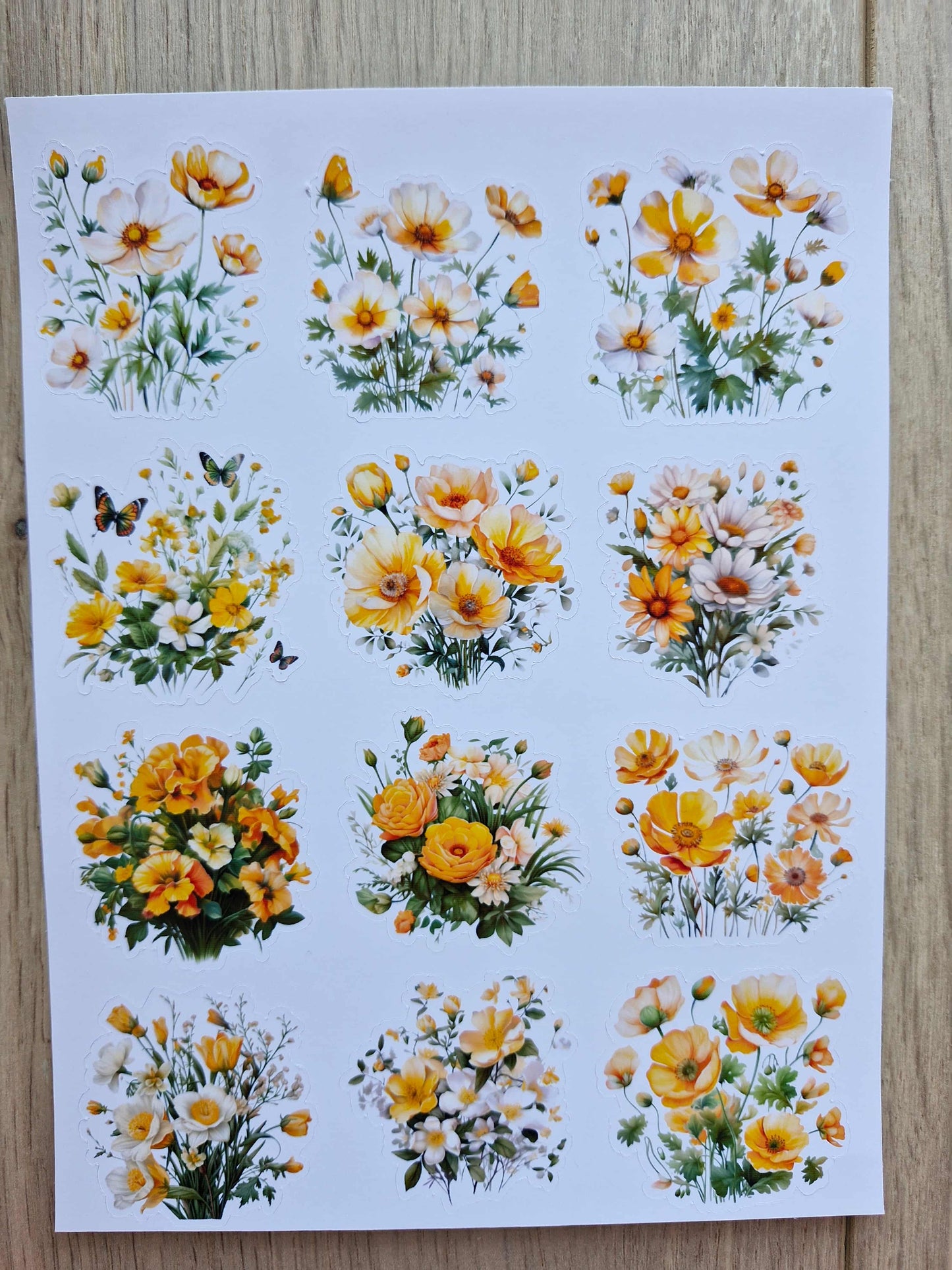4 Sayfa 25 Adet Sarı Temalı Sticker Seti Ayçiçeği Kız Sticker Çiçek Ağaç Country