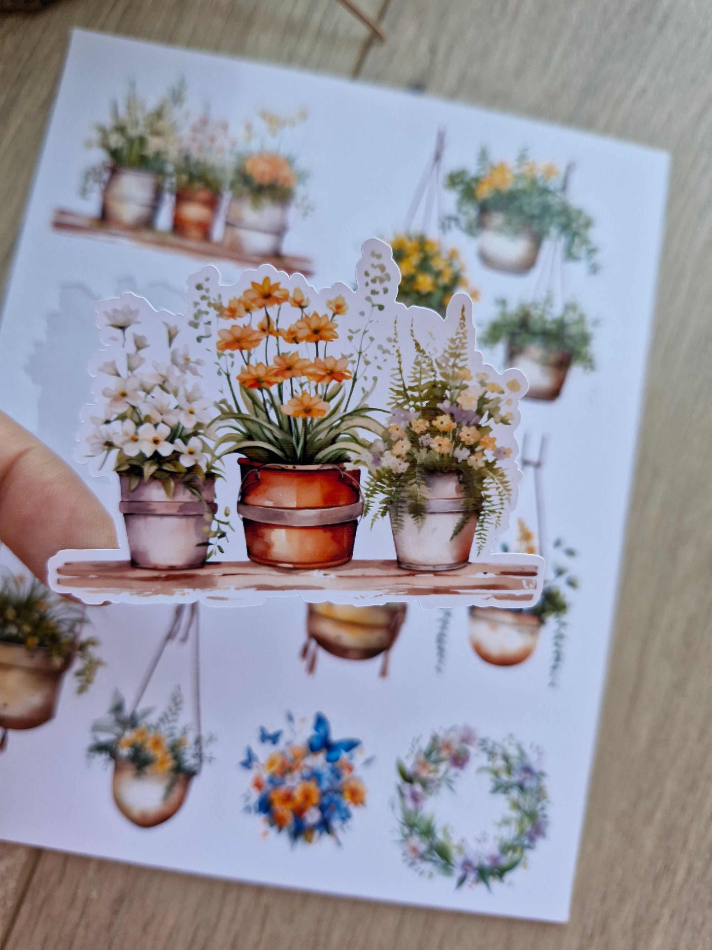 9 Adet Saksı Temalı Sticker Bullet Journal Scrapbook Laptop Sticker Çiçek Bitki