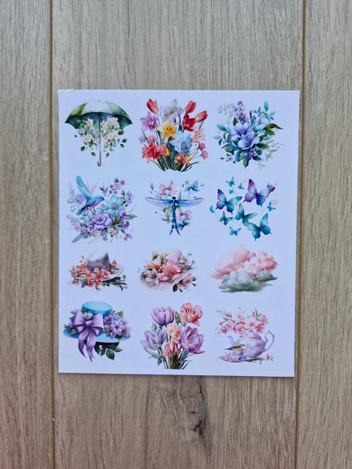 2 Sayfa 24 Adet Çiçek Temalı Sticker Çiçek Lale Sakura Kuş Sticker Vintage Sticker
