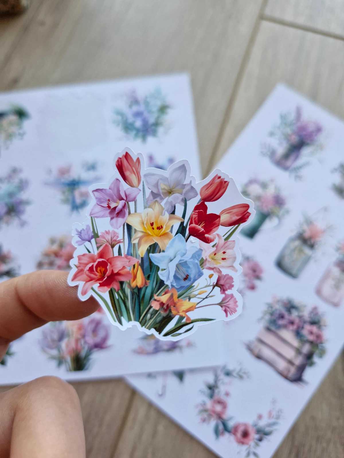 2 Sayfa 24 Adet Çiçek Temalı Sticker Çiçek Lale Sakura Kuş Sticker Vintage Sticker