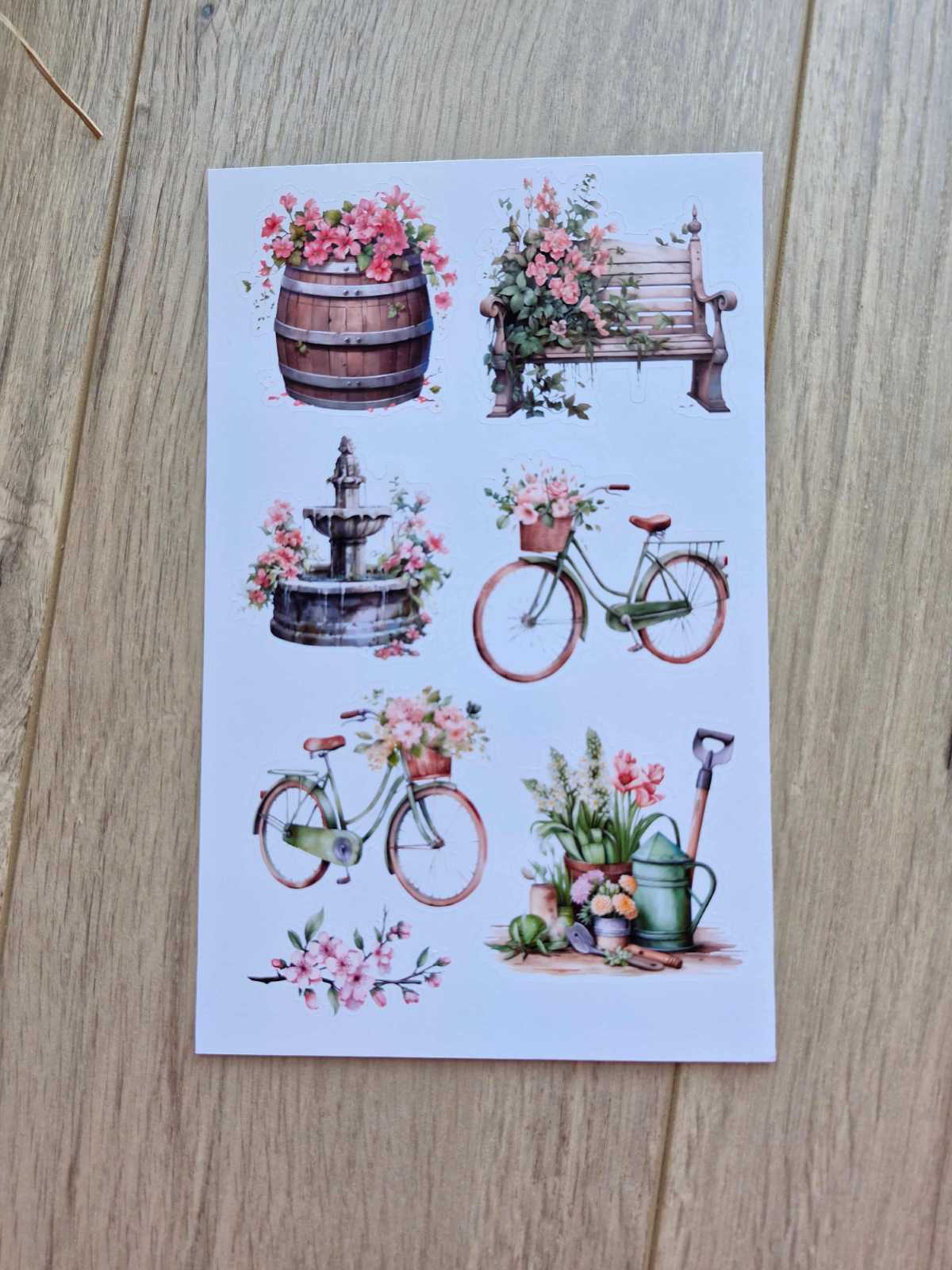 2 Sayfa 13 Adet Çiçek Temalı Sticker Seti Çiçek Kedi Pencere Country Sticker Vintage Sticker