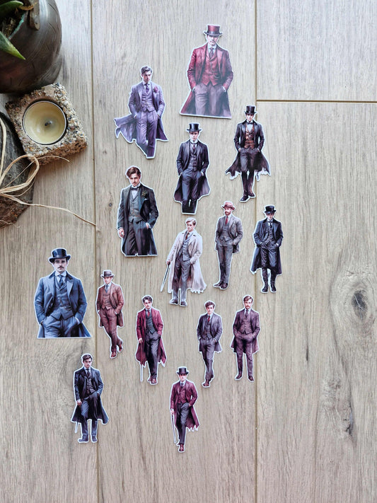 15 Adet Erkek Sticker Seti Bullet Journal Laptop Scrapbook Gentlemen Adam Victorian Men