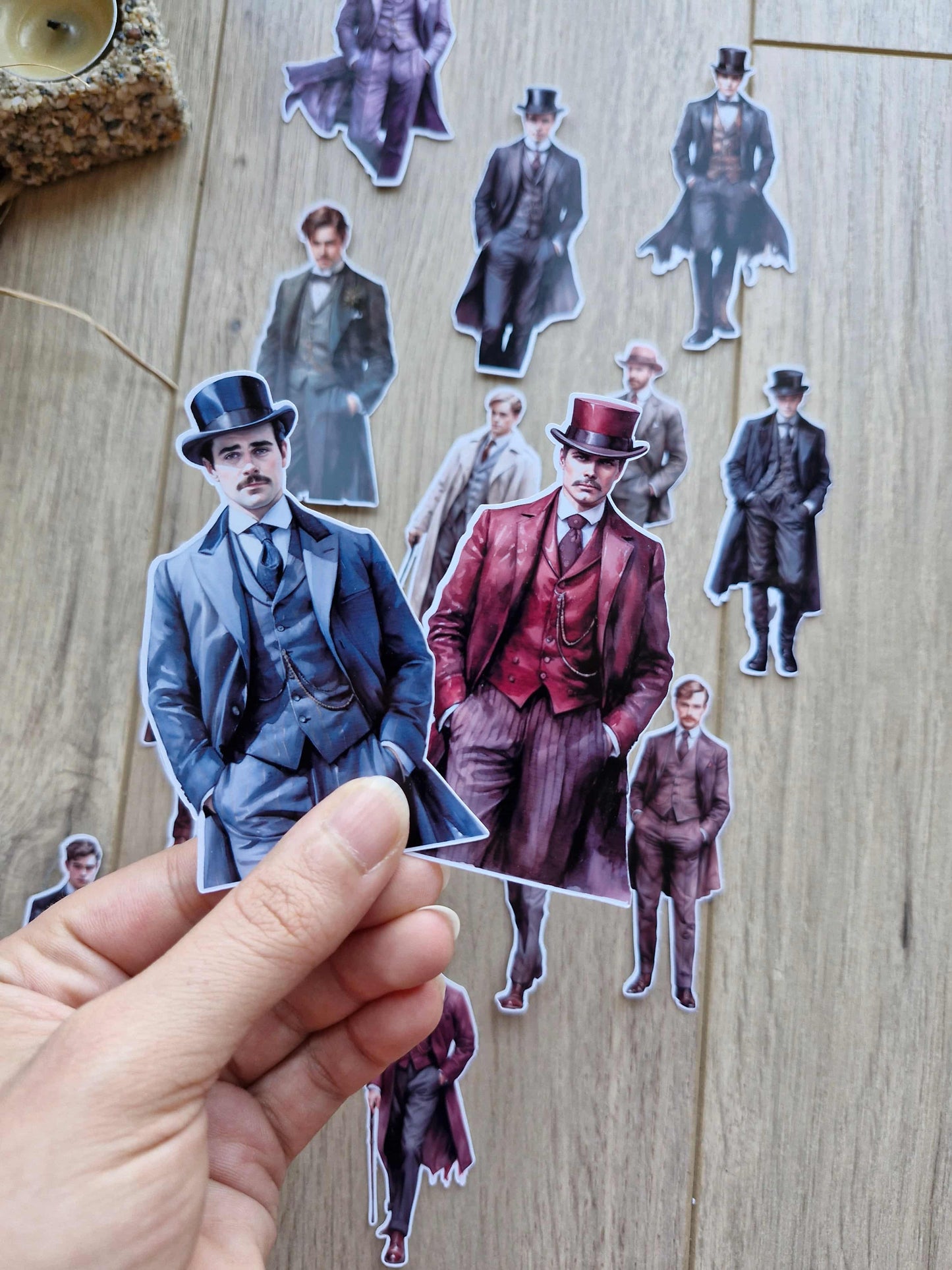 15 Adet Erkek Sticker Seti Bullet Journal Laptop Scrapbook Gentlemen Adam Victorian Men