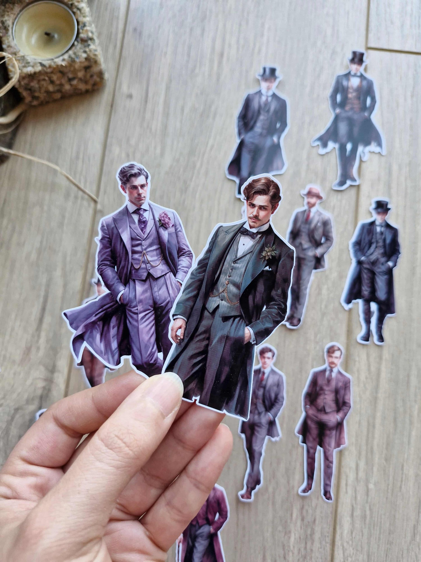 15 Adet Erkek Sticker Seti Bullet Journal Laptop Scrapbook Gentlemen Adam Victorian Men