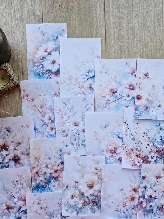 30 Adet Scrapbook Kağıt Seti Çiçek Temalı Bullet Journal Dekupaj Kağıdı