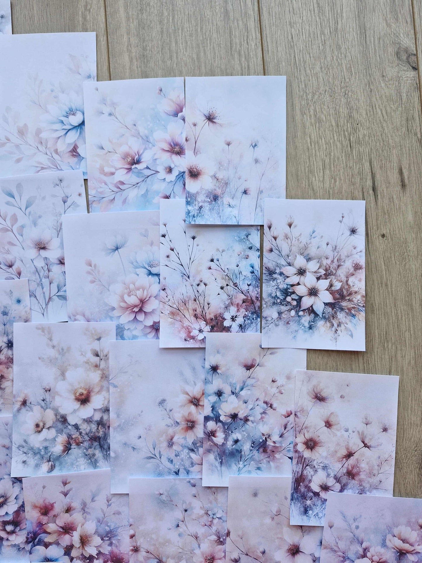 30 Adet Scrapbook Kağıt Seti Çiçek Temalı Bullet Journal Dekupaj Kağıdı