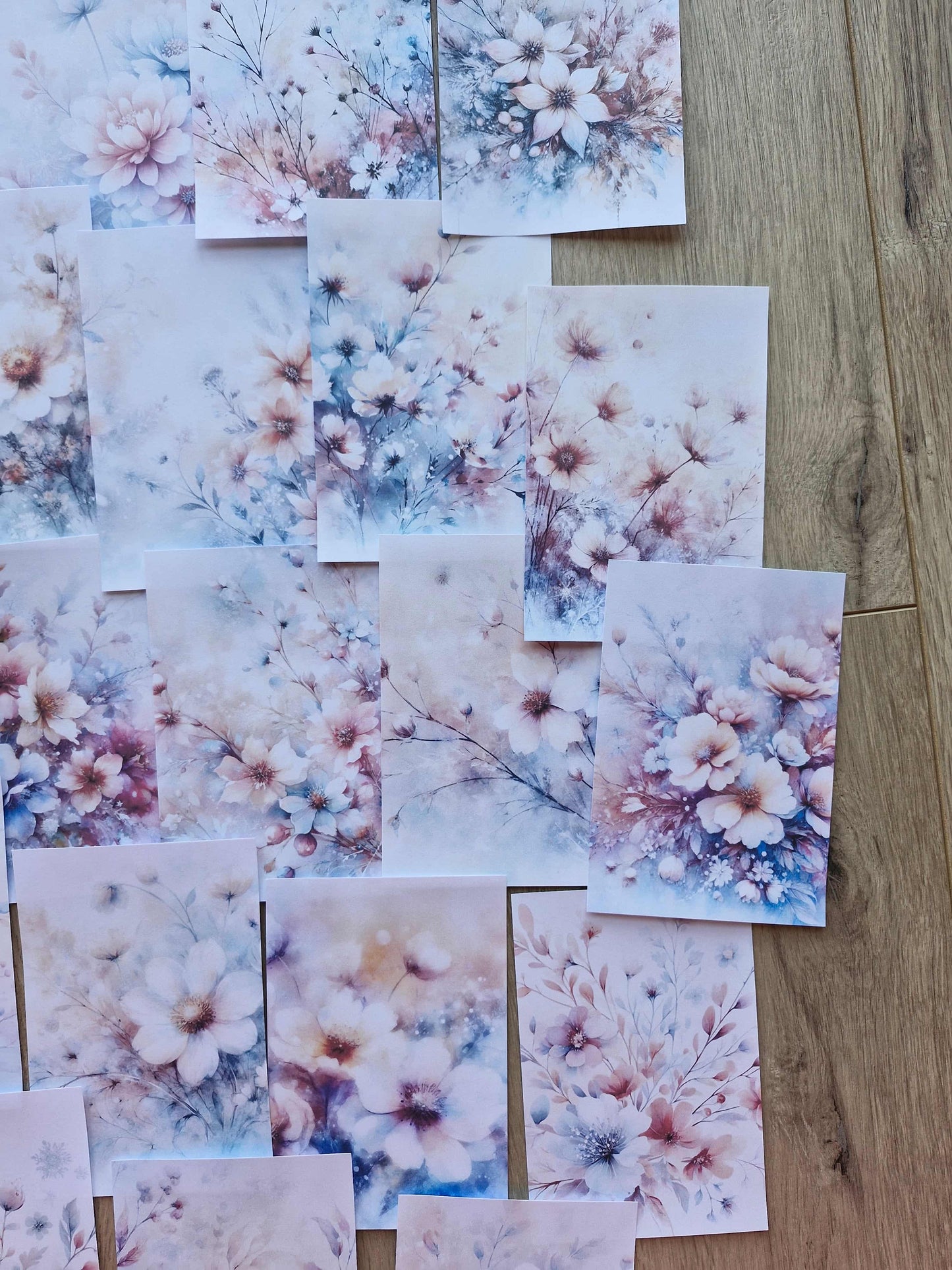 30 Adet Scrapbook Kağıt Seti Çiçek Temalı Bullet Journal Dekupaj Kağıdı