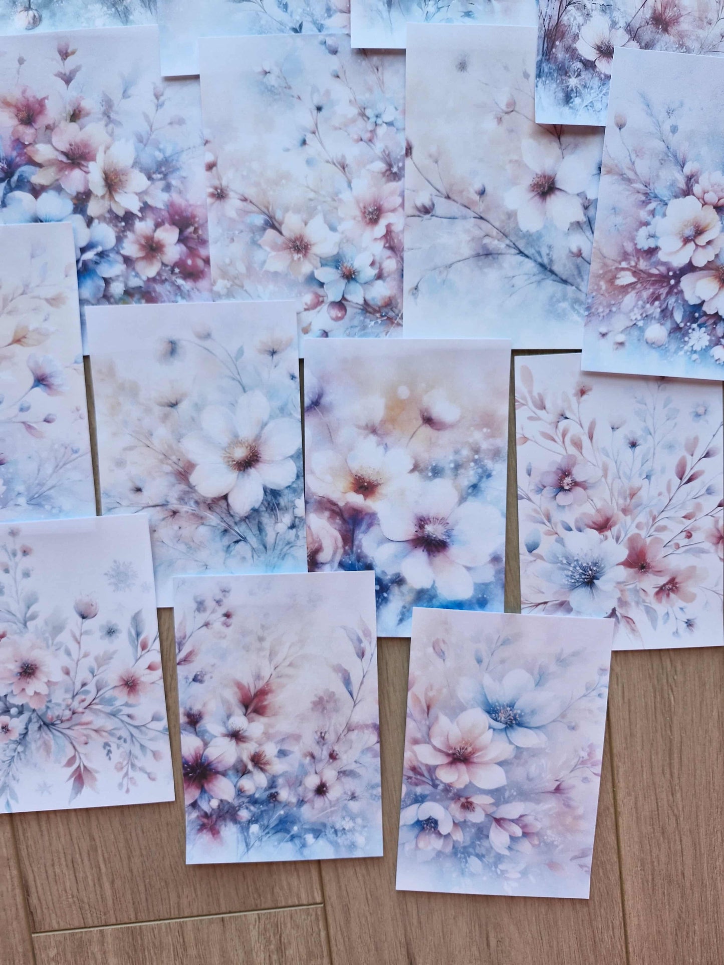 30 Adet Scrapbook Kağıt Seti Çiçek Temalı Bullet Journal Dekupaj Kağıdı