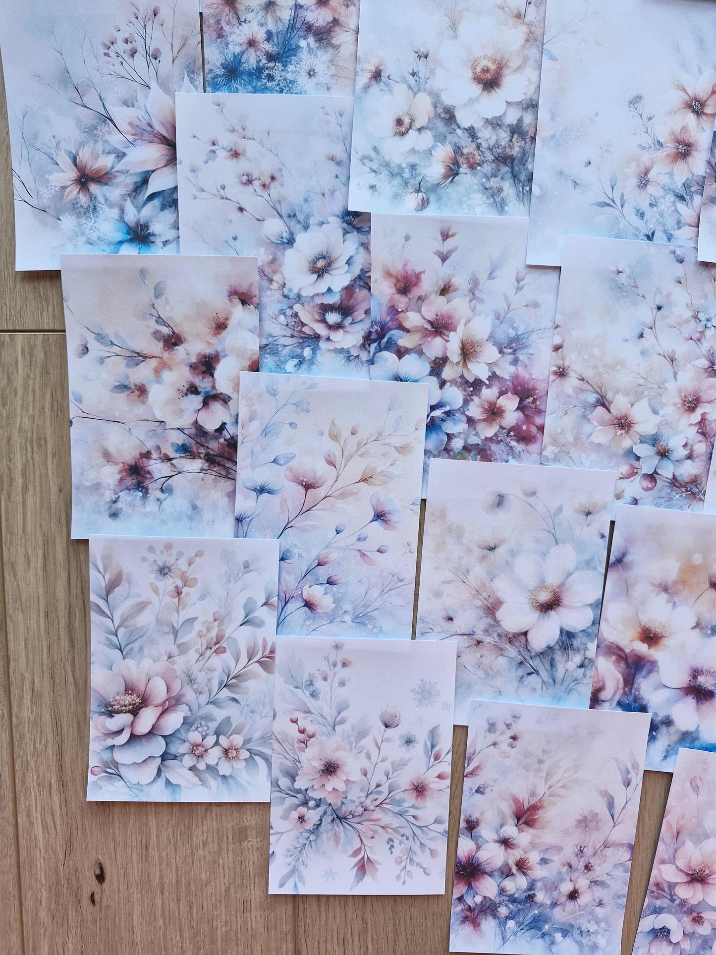 30 Adet Scrapbook Kağıt Seti Çiçek Temalı Bullet Journal Dekupaj Kağıdı